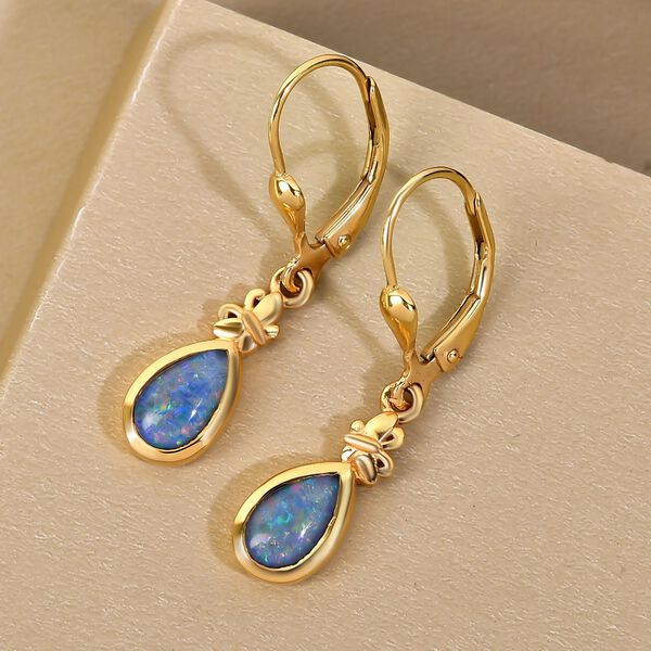 Boulder Opal Triplett Ohrringe, 925 Silber vergoldet ca. 1,27 ct image number 1