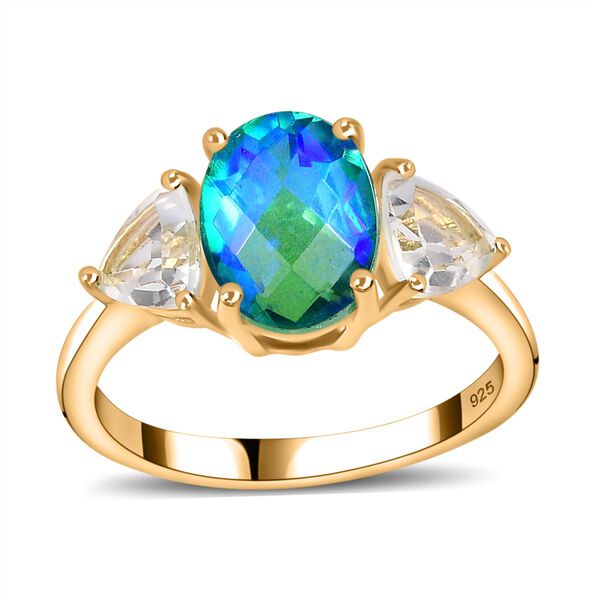 Pfau Triplett Quarz und Topas Schmuckset, 925 Silber 750 Gelbgold Vermeil - 5,75 ct. image number 5