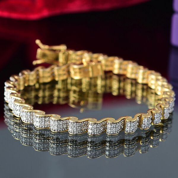 LUXURIANT SGL zertifiziertes SI-GH Labor Diamant 19cm Armband, 925 Silber 750 Gelbgold Vermeil - 4,50 ct. image number 1