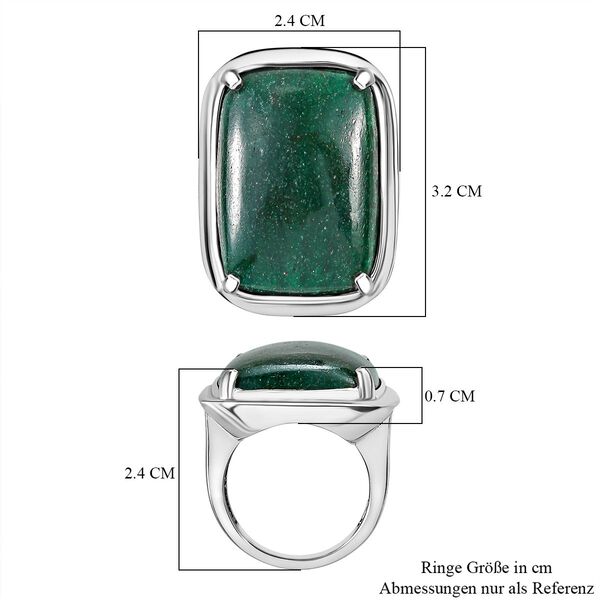 Gr&uuml;ner Aventurin Ring, Edelstahl (Gr&ouml;&szlig;e 16.00) ca. 26.52 ct image number 7
