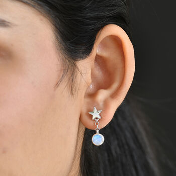 D'Joy AA Meetiyagoda Regenbogen Mondstein Ohrringe 925 Silber platiniert ca. 2.12 ct