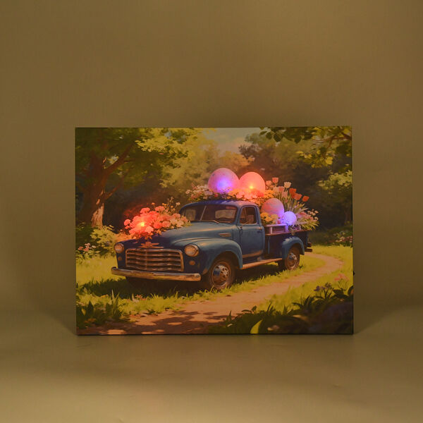 LIVMORE Klassisches Auto Landschaft Motiv LED Wandbild mit Farbwechsel Lichteffekt 30 x 40 cm image number 4