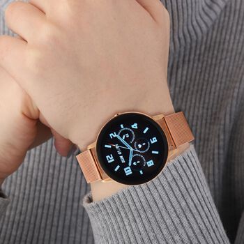 Eleganz Mesh HiWatch Plus, Ros&eacute;gold Smartwatch mit Dual-Modus Bluetooth, 1,28" IPS Display und Wassergesch&uuml;tztes Design
