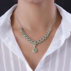 Natürliche Peridot und Zirkon-Halo-Halskette, 925 Silber platiniert, 12,83 ct. image number 1