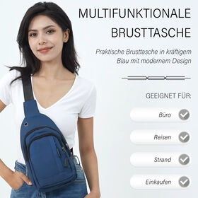 Multifunktionale Brusttasche mit RFID-Schutz in Blau