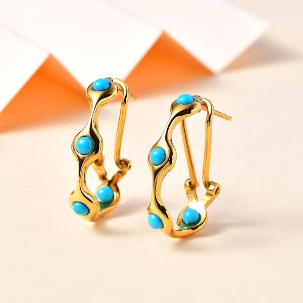 AA Sleeping Beauty T&uuml;rkis Ohrringe 925 Silber vergoldet ca. 0,80 ct. image number 2