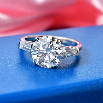 D'Joy Moissanit Ring 925 Silber Rhodiniert (Gr&ouml;&szlig;e 21.00) ca. 4,04 ct