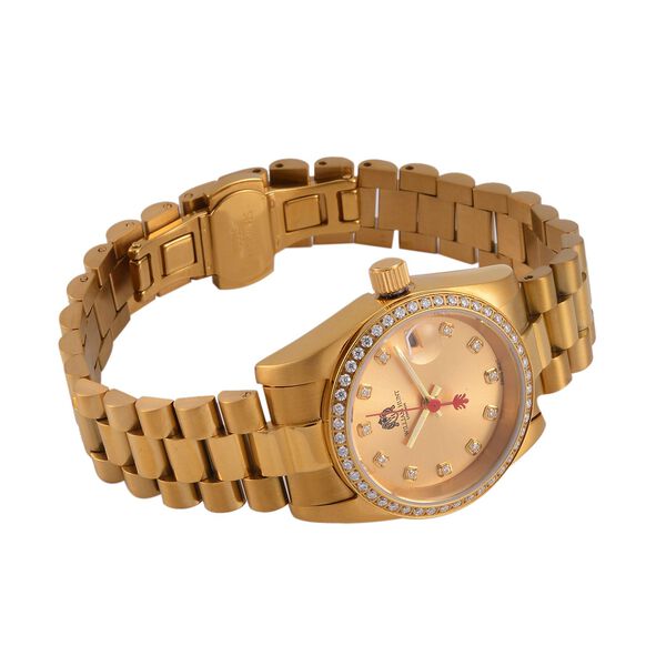 William Hunt - Moissanit-Akzentuhr, Schweizer Uhrwerk, Mineralglas und 5ATM Wasserresistenz, Edelstahl-Armband, goldfarben image number 6