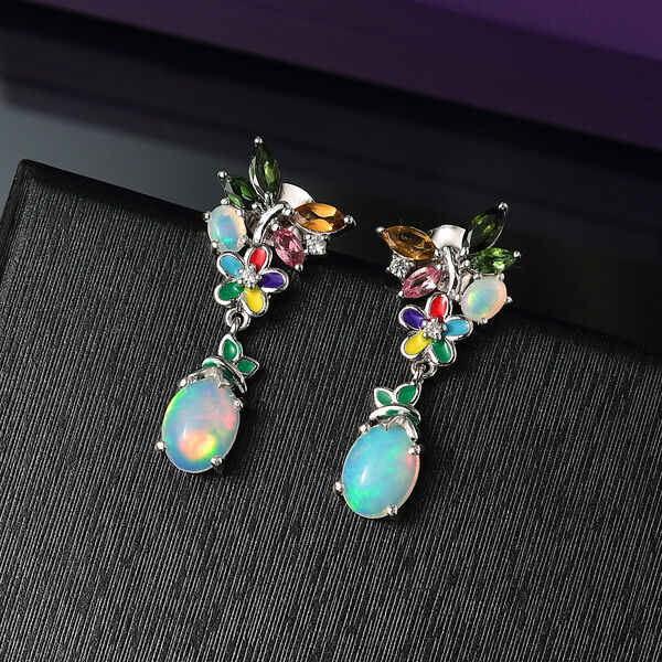 D’Joy AA Natürliche, äthiopische Welo Opal, Multi-Turmalin und Zirkon Ohrringe - 2,73 ct. image number 2