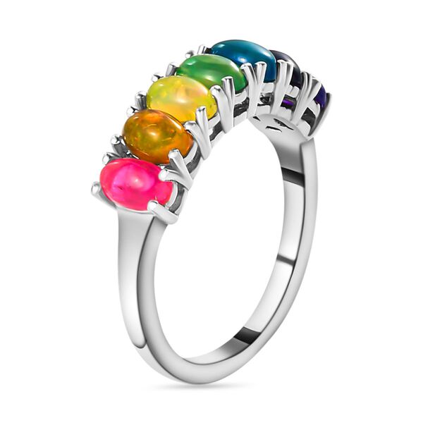 Mehrfarbiger Opal-Ring, 925 Silber platiniert  ca. 1,11 ct image number 5