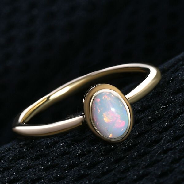 Natürlicher Äthiopischer Opal Ring 925 Silber vergoldet  ca. 0,43 ct image number 2