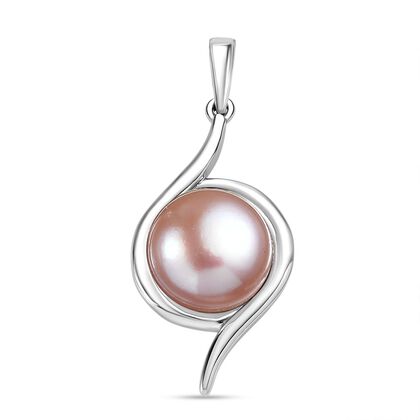 Rosa S&uuml;&szlig;wasser Perle Anh&auml;nger, Edelstahl