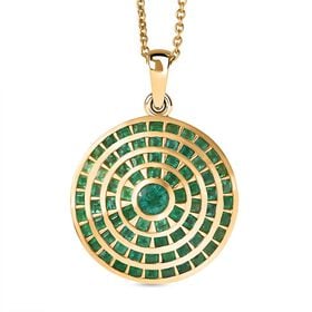 AA Kagem Sambischer Smaragd Schmuckset 925 Silber 750 Gelbgold Vermeil (10-15 Werktage Lieferzeit) ca. 3,45 ct.