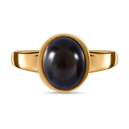 Natürlicher Schwarzer Stern Saphir Ring, 925 Silber Gelbgold Vermeil (Größe 17.00) ca. 4.35 ct image number 0