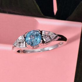 D'Joy AA Blauer Zirkon, Weißer Zirkon Ring 925 Silber rhodiniert (Größe 17.00) ca. 1,68 ct