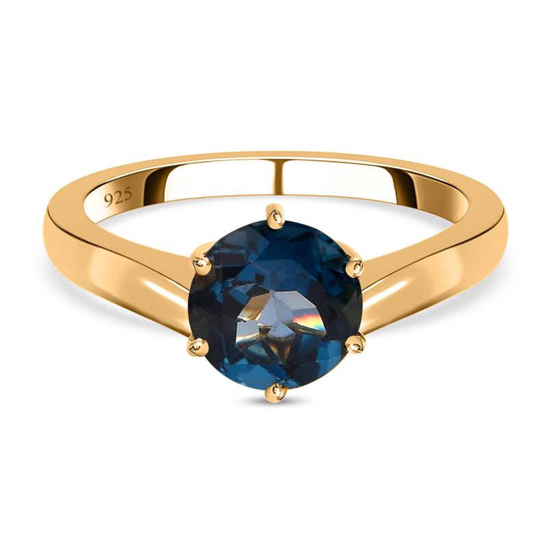 London Blautopas Ring, 925 Silber vergoldet, ca. 2.25 ct image number 0