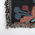 100% Baumwolle, handgewebte Jacquard-Häkeldecke mit Fransen, Blumenmuster, Größe 50x60 cm, Schwarz image number 4