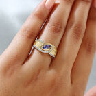 Tansanit und Zirkon Ring 925 Silber vergoldet  ca. 0,68 ct image number 2
