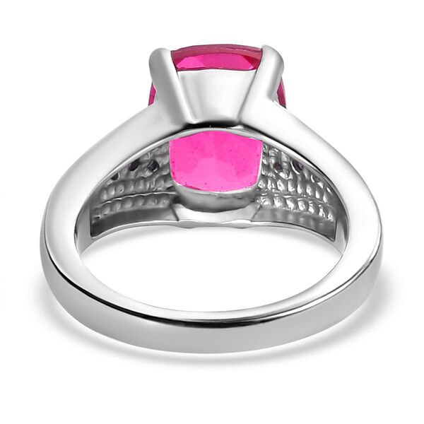 Orchidee Farbe Quarz Triplette, Rosa Zirkonia Ring Edelstahl (Größe 17.00) ca. 4,68 ct image number 6