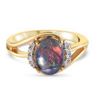 Boulder Opal Triplett und Zirkon Ring 925 Silber vergoldet  ca. 1,35 ct image number 0