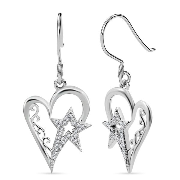 Lustro Stella wei&szlig;e Zirkonia Herz und Stern Ohrringe