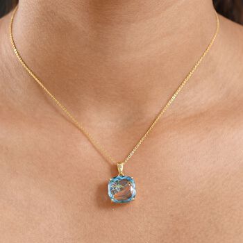 GP Trionfo Kollektion- Himmelblauer Topas und Kanchanaburi blauer Saphir Anh&auml;nger mit 45cm Kette - 12,78 ct.