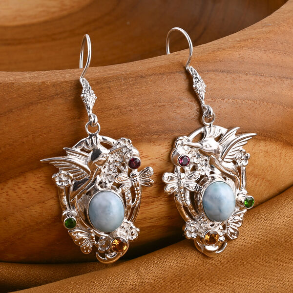 D'Joy Royal Bali Larimar, Citrin, Rhodolith Granat und Chromdiopsid Ohrringe - 9,76 ct. image number 2