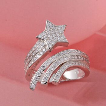 LUSTRO STELLA - Wei&szlig;er Zirkonia Ring 925 Silber rhodiniert (Gr&ouml;&szlig;e 18.00)