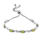 Verstellbares, natürliches Peridot-Armband, ca. 26.75 cm, Edelstahl, ca. 3.41 ct