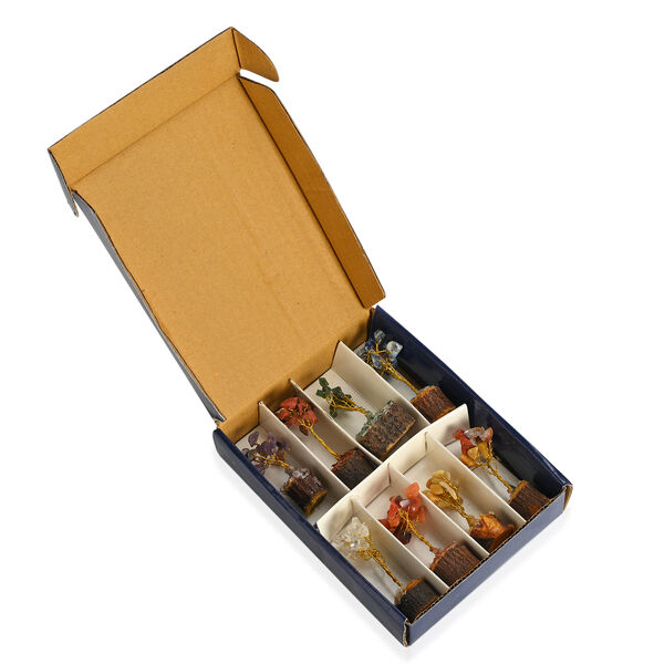 "Livmore Set of 8 Gemstone bonsai Trees Size -5.08 Cm Color- Multi  " image number 7