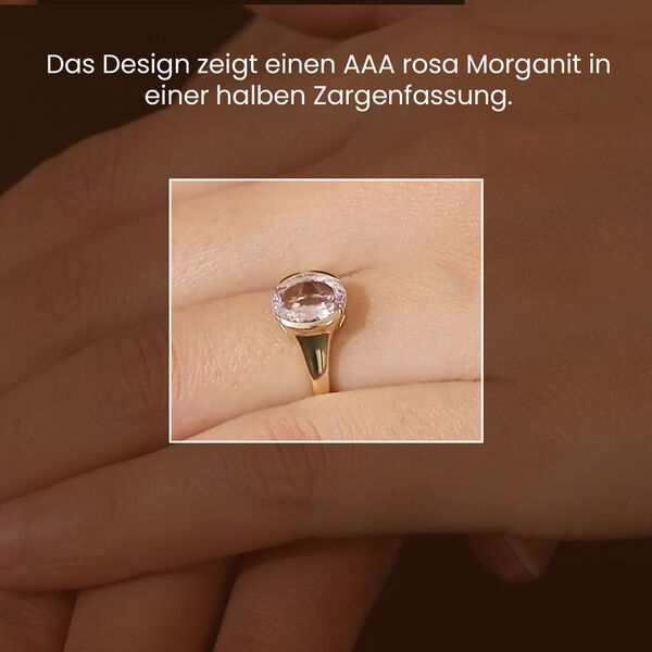 AAA Rosa Morganit Ring in 585 Gold - 1,60 ct. image number 2