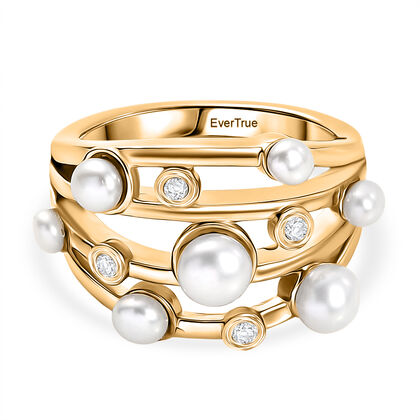 EVER TRUE S&uuml;&szlig;wasser Perle (5-5.5 mm) Ring Nickelfreies Messing (Gr&ouml;&szlig;e 18.00), Goldfarben