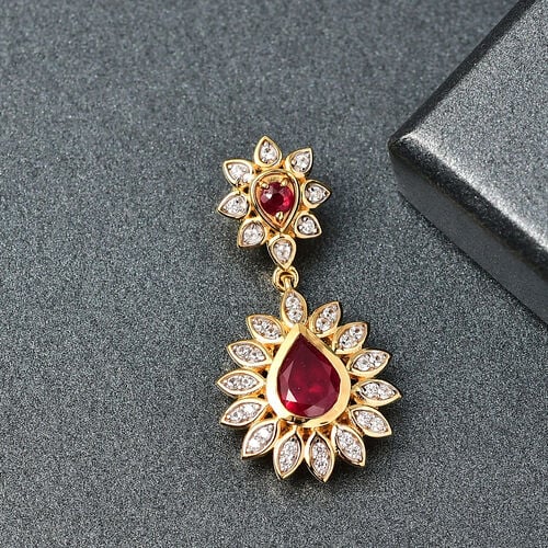D’joy Afrikanischer Rubin (Fissure gefüllt) Anhänger 925 Silber 750 Gelb Vergoldet ca. 2,32 ct. image number 1