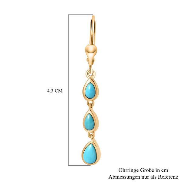 AA Sleeping Beauty T&uuml;rkis Ohrringe 925 Silber 750 Gelbgold Vermeil ca. 1,62 ct. image number 5
