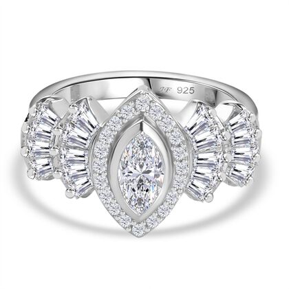 J Francis gefertigt mit SWAROVSKI Zirkonia Ring 925 Silber rhodiniert (Gr&ouml;&szlig;e 21.00)