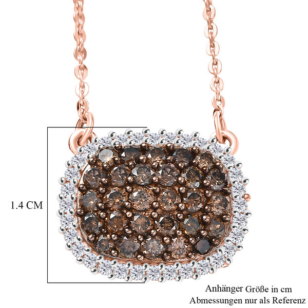 D'Joy Nat&uuml;rlicher Champagner Diamant Halskette ca. 50 cm 925 Silber 750 Ros&eacute;gold Vermeil image number 4