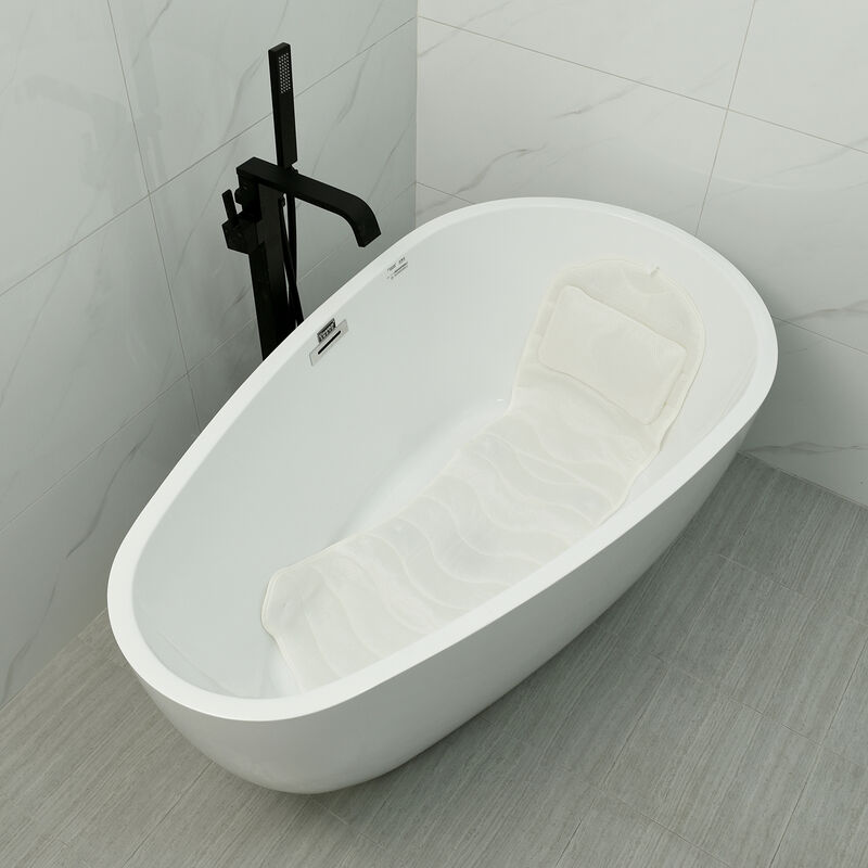Rutschfeste Ganzkörper-Badewannen-Matte mit Kissen, Größe 119x53 cm, Weiß image number 0