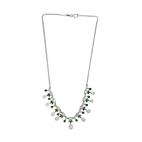 Nat&uuml;rliche, &auml;thiopische Welo Opal, Chromdiopsid und Zirkon-Halskette, 45 cm - 11,36 ct. image number 4