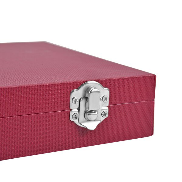 Moderne Ringschatulle aus Kunstleder mit zwei Verschl&uuml;ssen, 29x18.5x4cm, Weinrot image number 6