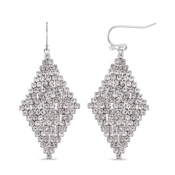 Kristall Rhombus Ohrringe, wei&szlig;