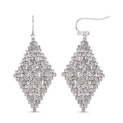 Kristall Rhombus Ohrringe, wei&szlig;