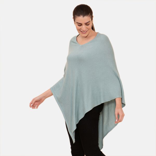 LA MAREY Superweicher Pashmina Poncho, Einheitsgröße Graugrün  image number 5