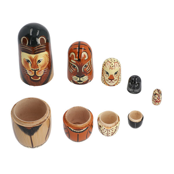 5er-Set Matroschka, Handbemalten Nistpuppen, Löwen image number 6