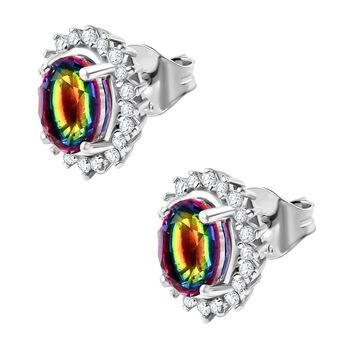 Nebel Quarz und Zirkon Ohrringe - 2,34 ct.