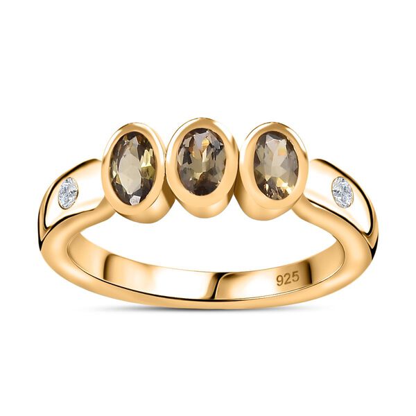 AA nat&uuml;rlicher goldener Tansanit und Zirkon-Ring - 0,80 ct. image number 3