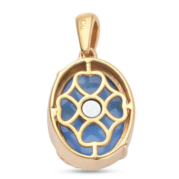 Blauer Onyx Anh&auml;nger 950 Kupfer Ionenbeschichtetes Gold Platin ca. 9,28 ct image number 5