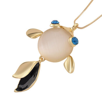 Erstellt wei&szlig;es Katzenaugen, Blau Kristall Schmuckset ca. 63.5 cm + 5 cm Exttender, Legierung emailliert, Legierung Gelb