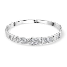 Weißer Zirkonia Armreif ca. 19 cm Nickelfreies Messing Standard