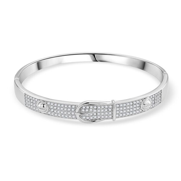 Weißer Zirkonia Armreif ca. 19 cm Nickelfreies Messing Standard image number 0