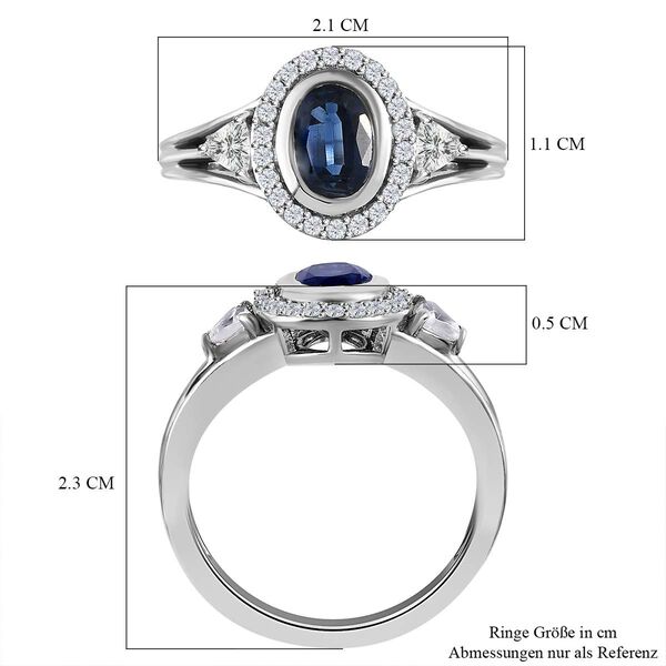 Kaschmir Kyanit, wei&szlig;er Zirkon Ring, 925 Silber platiniert (Gr&ouml;&szlig;e 20.00) ca. 1.61 ct image number 7